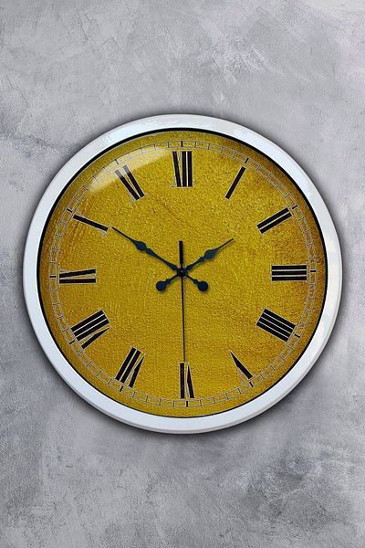 Kasva Concept Gift 40 cm White Metal Yellow Wall Clock