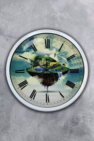 Kasva Concept Ρολόι τοίχου 40 εκ. Λευκό Μεταλλικό Πράσινο Nature