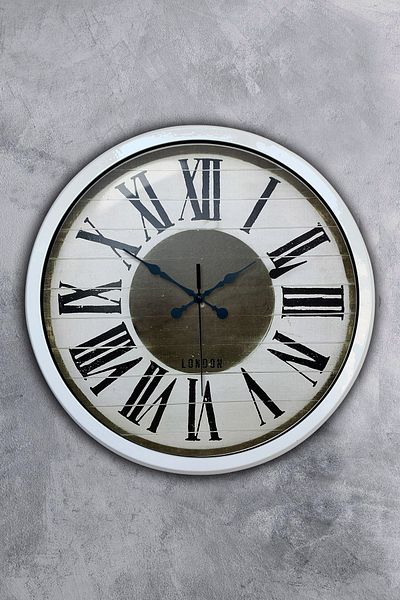 Kasva Concept Δώρο 40 εκ. Λευκό Μεταλλικό Ρολόι Τοίχου Royal