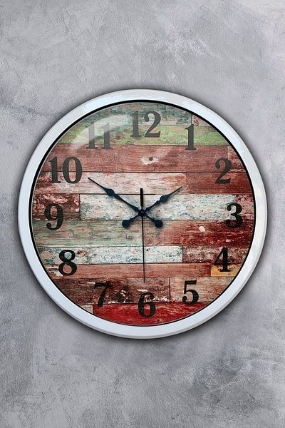 Kasva Concept Gift 40 cm White Metal Log Wall Clock
