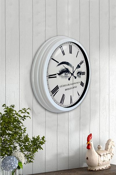 Kasva Concept 40 cm White Metal Beauty Salon Wall Clock