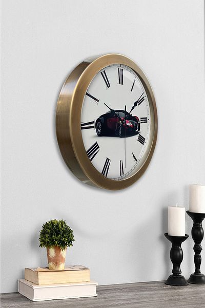 Kasva Concept Gift 36 cm Antique Metal Bugatti Wall Clock