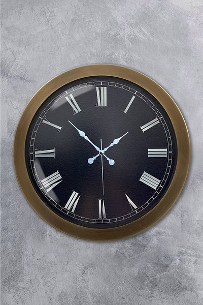 Kasva Concept Δώρο 36 εκ. Αντίκα Μεταλλικό Μαύρο Ρολόι τοίχου