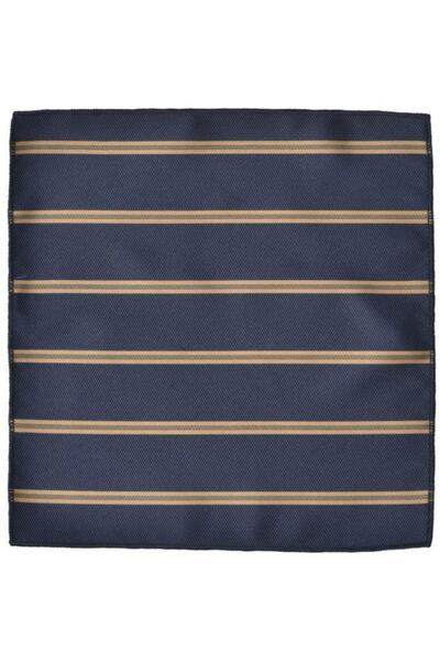 Brianze Тъмносиня вратовръзка с носна кърпа на райе от норка