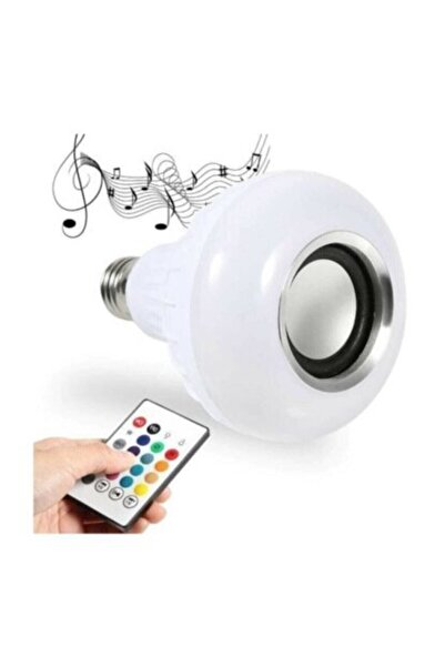 BLUE İNTER Bluetooth Music Bulb Ampul Akıllı Hoparlör Led Işıklı Uzaktan Kumandalı Müzikli Lamba 7 Renk Işıklı