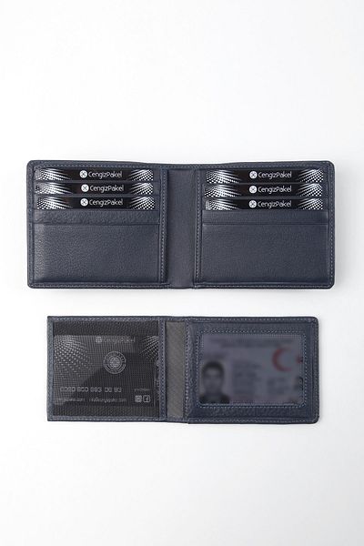 CENGİZ PAKEL Genuine Leather Dark Blue Wallet