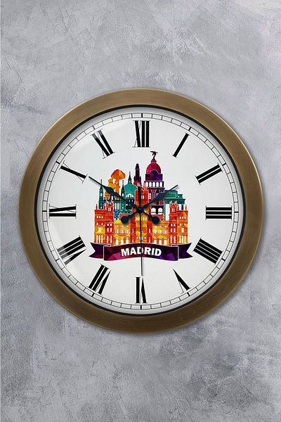 Kasva Concept Gift 36 cm Antique Metal Madrid Themed Wall Clock