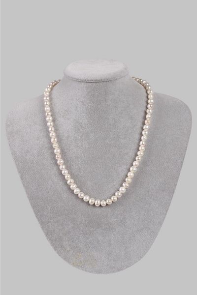 Saff Doğal Taş Certified Pearl Necklace (REAL FRESHWATER PEARL) In11201722