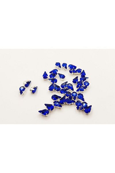 yiğit aksesuar Cased Strut Glass Stone Sapphire 6x10 1 Cm 100 Pieces
