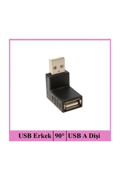 Ti-mesh USB 2.0 Male 90 Degree / USB a Female to Nickel/Black