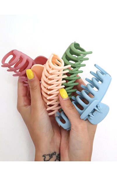 Monalisa Kadın 4’lü Rengarenk Büyük Boy (11CM) Kaydırmaz Mandal Toka Seti