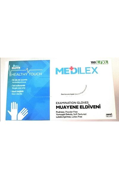 MEDİLEX Reflex Powder-Free Blue Exam Gloves 100 Pieces - L-xl 20 Boxes 1 Box