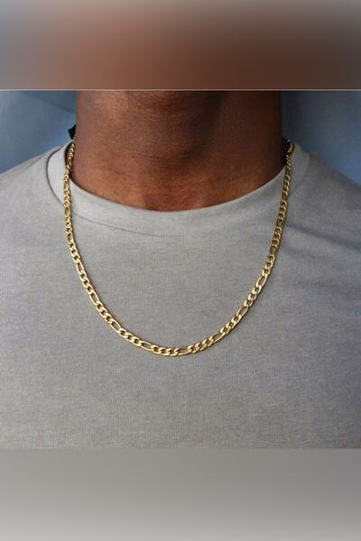 TREND COLLECTİON Altın Kaplama Figaro Ince Model Erkek Zincir Kolye