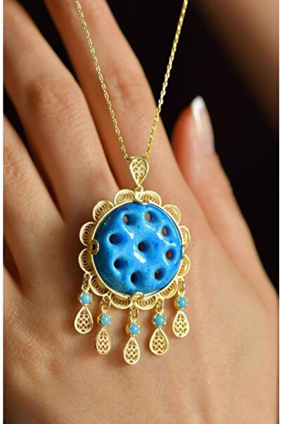 Nev Tasarım Altın Kaplama Dokuz Göz Gümüş Süryani Kolye