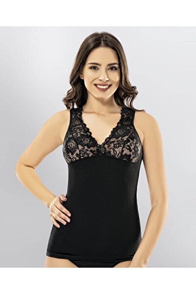 KOTA Kadın Siyah Fantelli Atlet