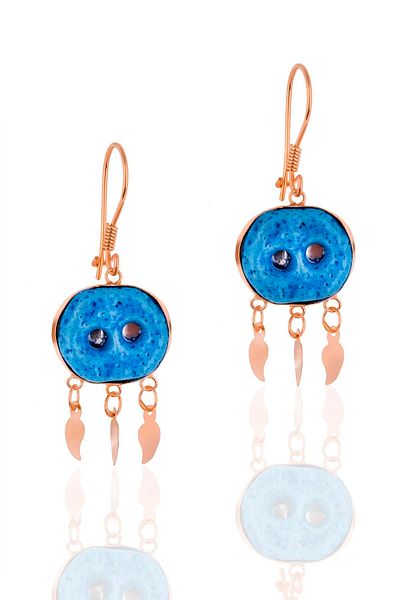 Nev Tasarım Women's Rose Plated Silver Syriac Earrings