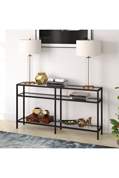 MERZANA Oslo Metal Siyah Dresuar, 3 Raflı Dresuar