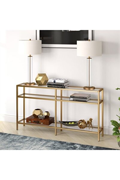 MERZANA Oslo Metal Gold Dresuar, 3 Raflı Dresuar