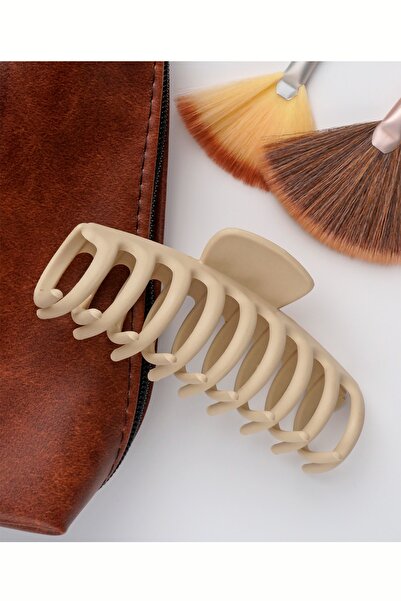 Monalisa Krem Rengi Büyük Boy Xl Mat Karamel Renk Kaydırmaz Mandal Toka