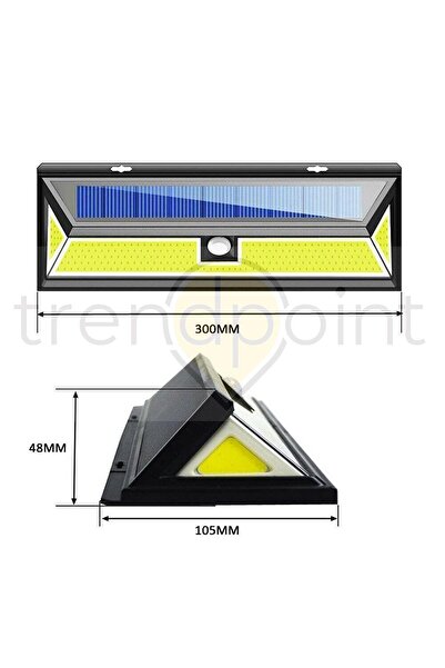 Trendpoint Solar 180 Cob Ledli 30 Cm Büyük Boy Hareket Sensörlü Bahçe Aydınlatma Sokak Lambası