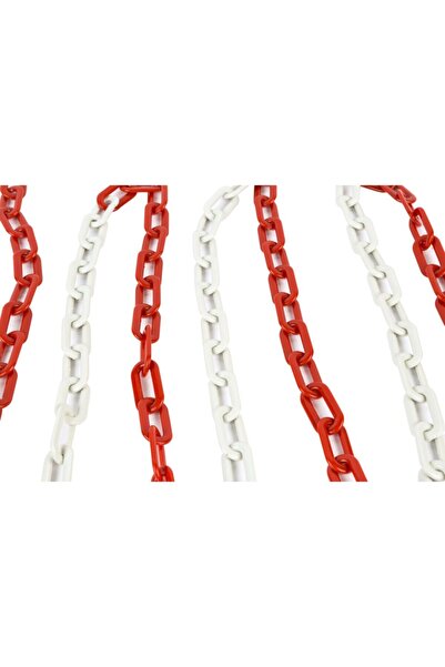 Üstün 8 Mm Plastik Trafik Zinciri (KIRMIZI - BEYAZ) (25 METRE)