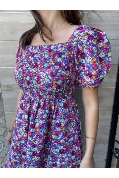 ESCBUTİK Ženska ružičasta haljina sa cvetnim uzorkom