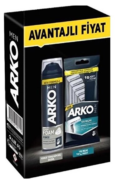 ARKO Men - Men 10 Adet Tekli Tıraş Bıçağı + Force Tıraş Köpüğü Pro 200 Ml
