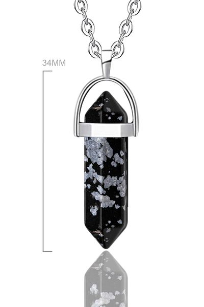 Tesbih Atölyesi Certified Nail Model High Quality Snowy Obsidian Stone Necklace