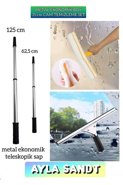 AYLA STAND Windshield Cleaning Apparatus Squeegee Metal 35cm+ Microfiber Plush And Apparatus 35 Cm And Microfiber Cloth
