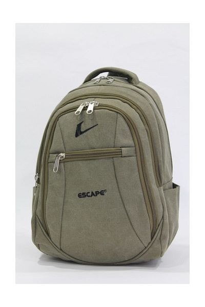 ESCAPE Canvas Fabric Khaki Color 15.6 Inch Backpack with Laptop Compartment