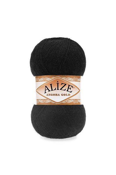 Alize Χειροποίητο πλεκτό νήμα Angora Gold Μαύρο 60