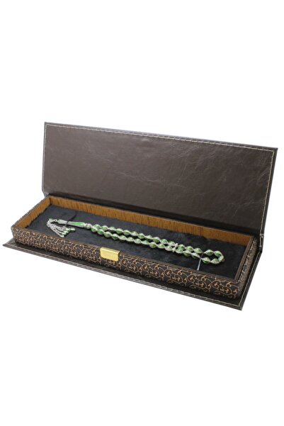 Tesbihname Brown Leather & Wooden Combination Elegance Prayer Beads Box