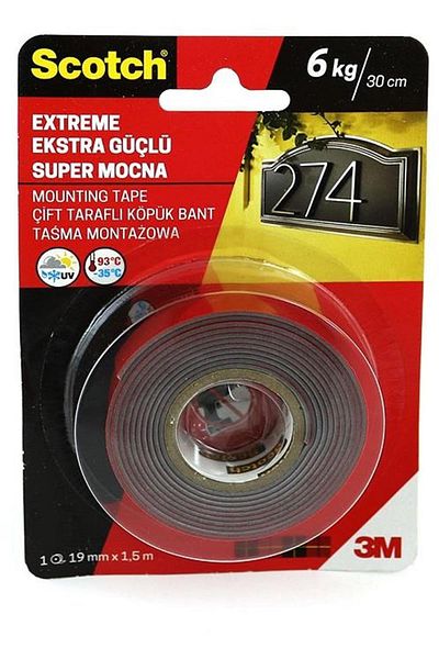 3M Brand: Scotch Extra Strong Mounting Tape 19 mm X 1.5 Meters 4002 Category: Adhesives