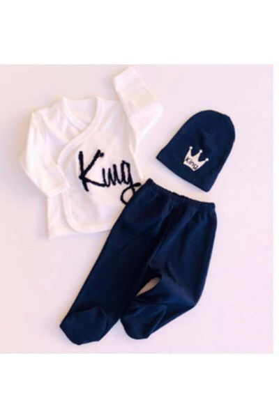 Miniworld Baby Boy Navy Blue Ring Set of 3 Hospital Release