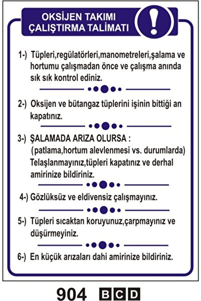 AKA İŞ علامة تحذيرية لتعليمات تشغيل فريق الأكسجين، لافتة تحذيرية مقاس 50 × 70...