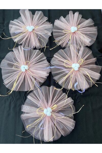 ecrin tuhafiye hobi 5 Adet Pudra Pembe Konvoy Süsü-bohça Süsü