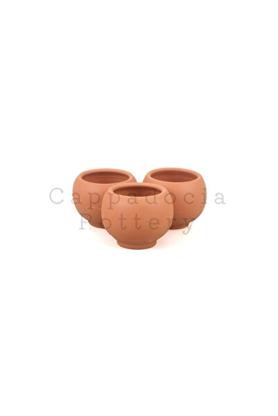 Cappadocia Pottery 3lü Minik Boy Küre Tipi Doğal Terleyen El Yapımı Çömlek To...