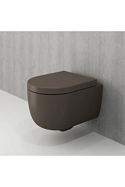 Bocchi V-tondo Rimless Asma Klozet Kanalsız Kısa Kapak Hariç Mat Kahverengi 1417-025-0128