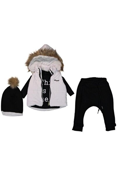 Hippıl Baby Girl's Three Piece Set with Hat and Feathered Snap Hood and Infla...