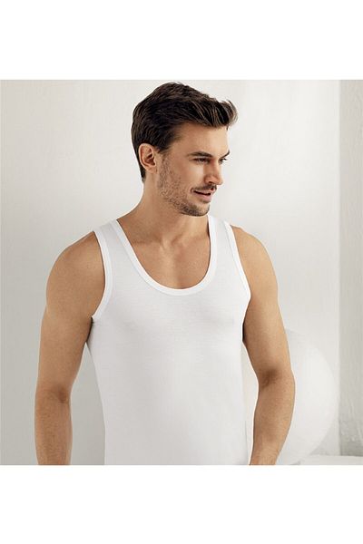 Şahinler Men's White Undershirt - 100% Cotton Combed, M-l