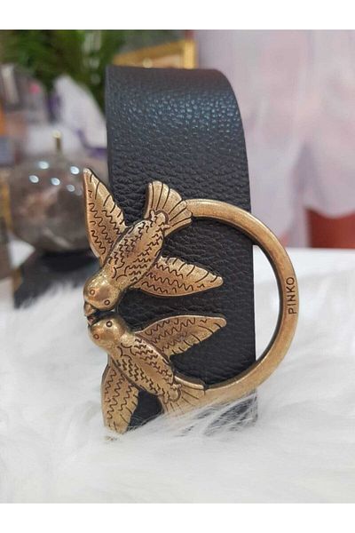 BellaVino Γυναικεία μαύρη χάλκινη ζώνη πόρπης R6090