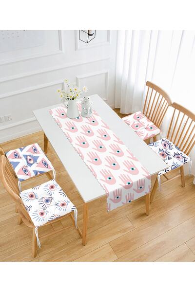 Realhomes Набір з 4 круглих м'яких подушок для стільців з цифровим принтом у ...