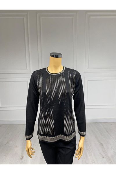 Gürkan Triko Pulover de tricotaj negru cu model Gürkan 0 guler