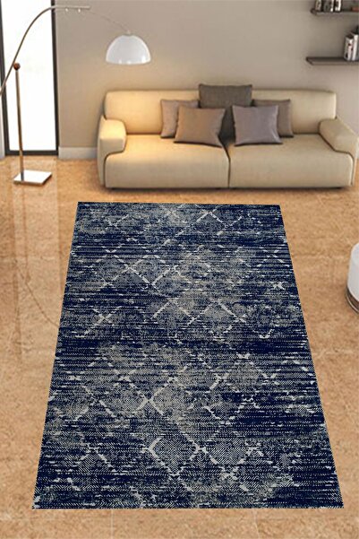 Arrosa Home Lacivert Krem Zemin Eskitme Temalı Halı