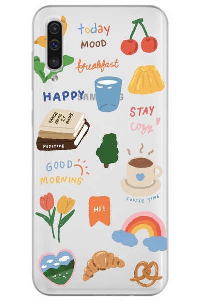 WANNA PROTECT Samsung A70 Sticker Design Patterned Transparent Silicone Phone...