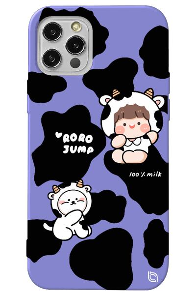 WANNA PROTECT iPhone 13 Pro Max Lilac Colored Cow Velvet Patterned Silicone P...