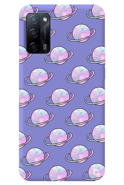 WANNA PROTECT Oppo A52 Lilac Colored Saturn Velvet Patterned Silicone Phone Case