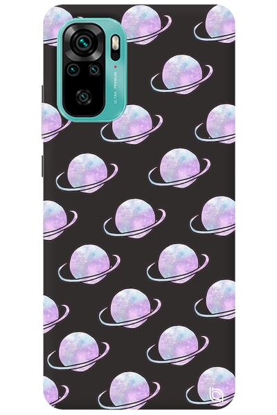 WANNA PROTECT Xiaomi Redmi Note 10S Black Color Saturn Velvet Patterned Silic...