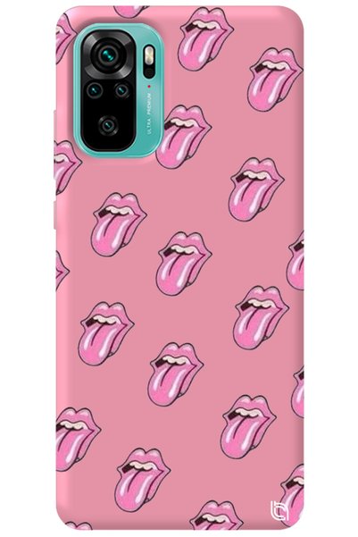 WANNA PROTECT Xiaomi Redmi Note 10 Pink Colored Lips Inner Velvet Patterned S...