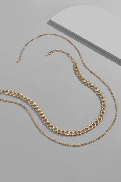 Bluem قلادة صفراء مزدوجة سميكة رقيقة من سلسلة الشعير للرجال - قلادة مستوردة من الفولاذ المقاوم للتشويه